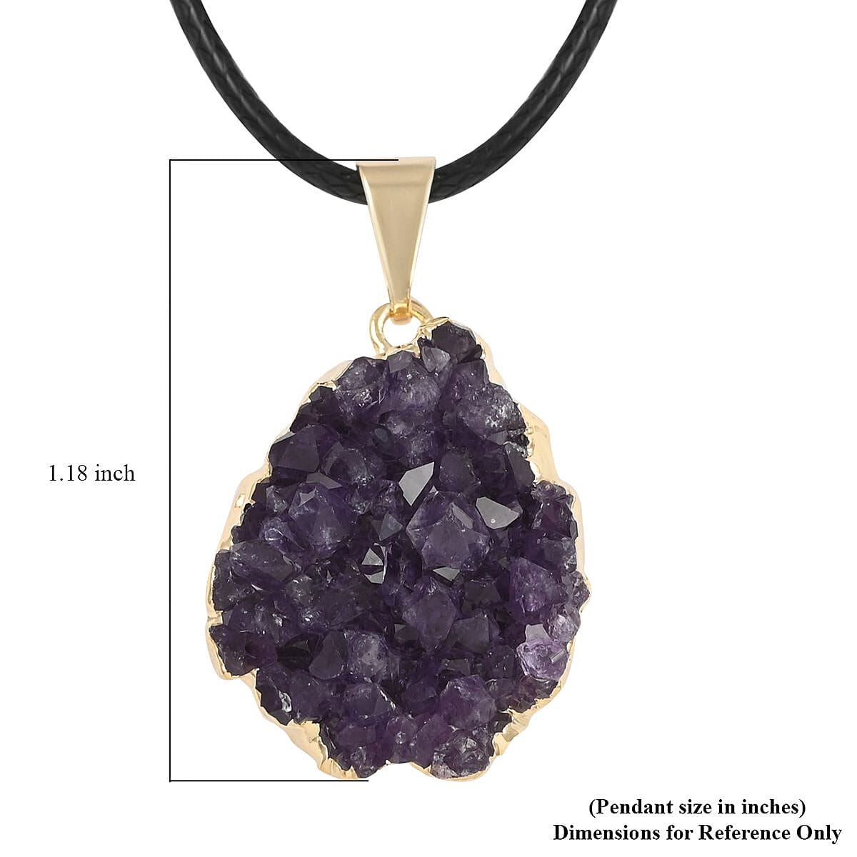 Purple Druzy Small Pendant Necklace 20 Inches in Goldtone