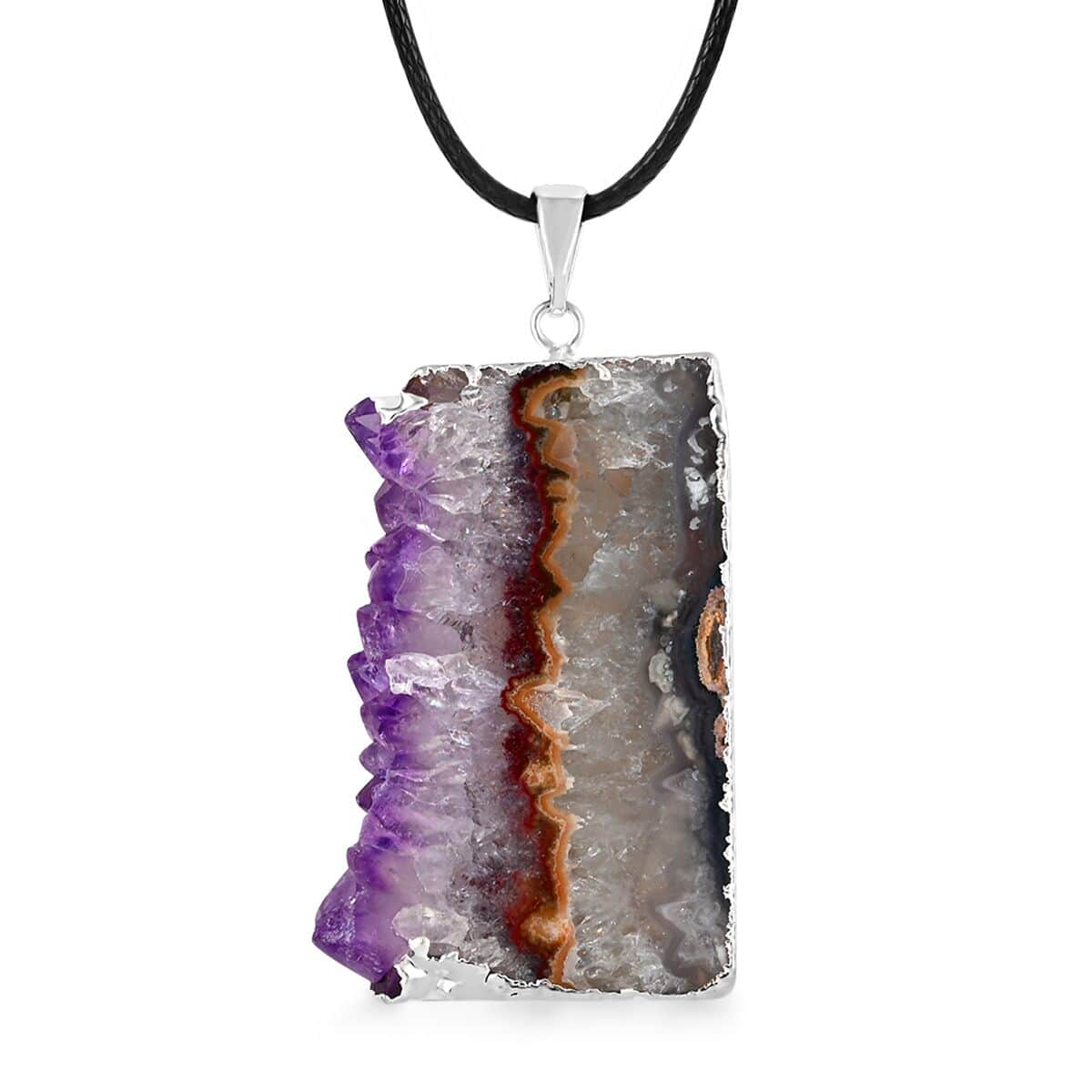 Amethyst Pendant Necklace 20 Inches in Silvertone 45.00 ctw image number 0