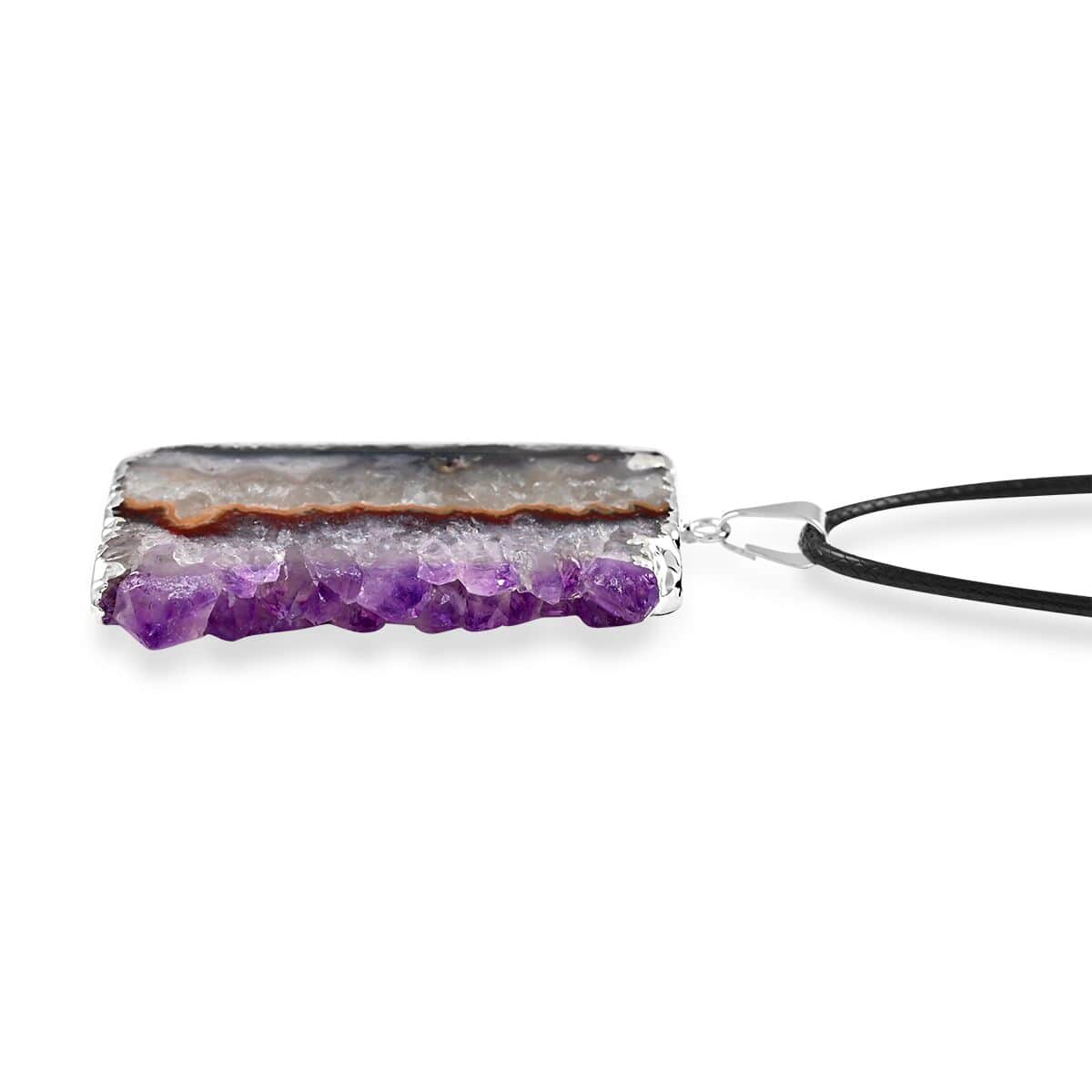 Amethyst Pendant Necklace 20 Inches in Silvertone 45.00 ctw image number 2