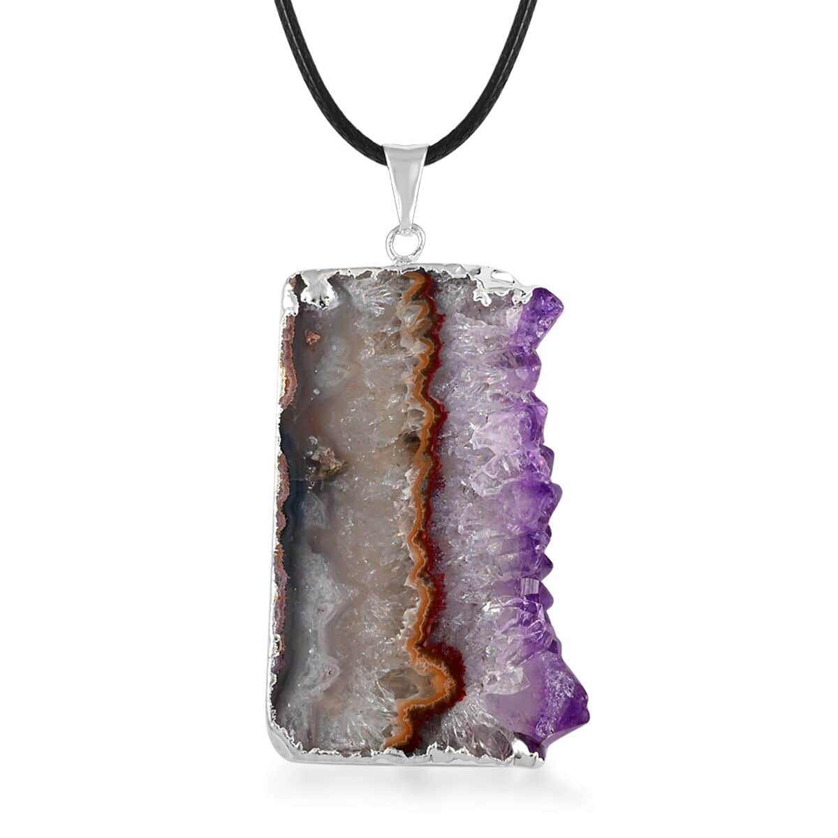 Amethyst Pendant Necklace 20 Inches in Silvertone 45.00 ctw image number 3