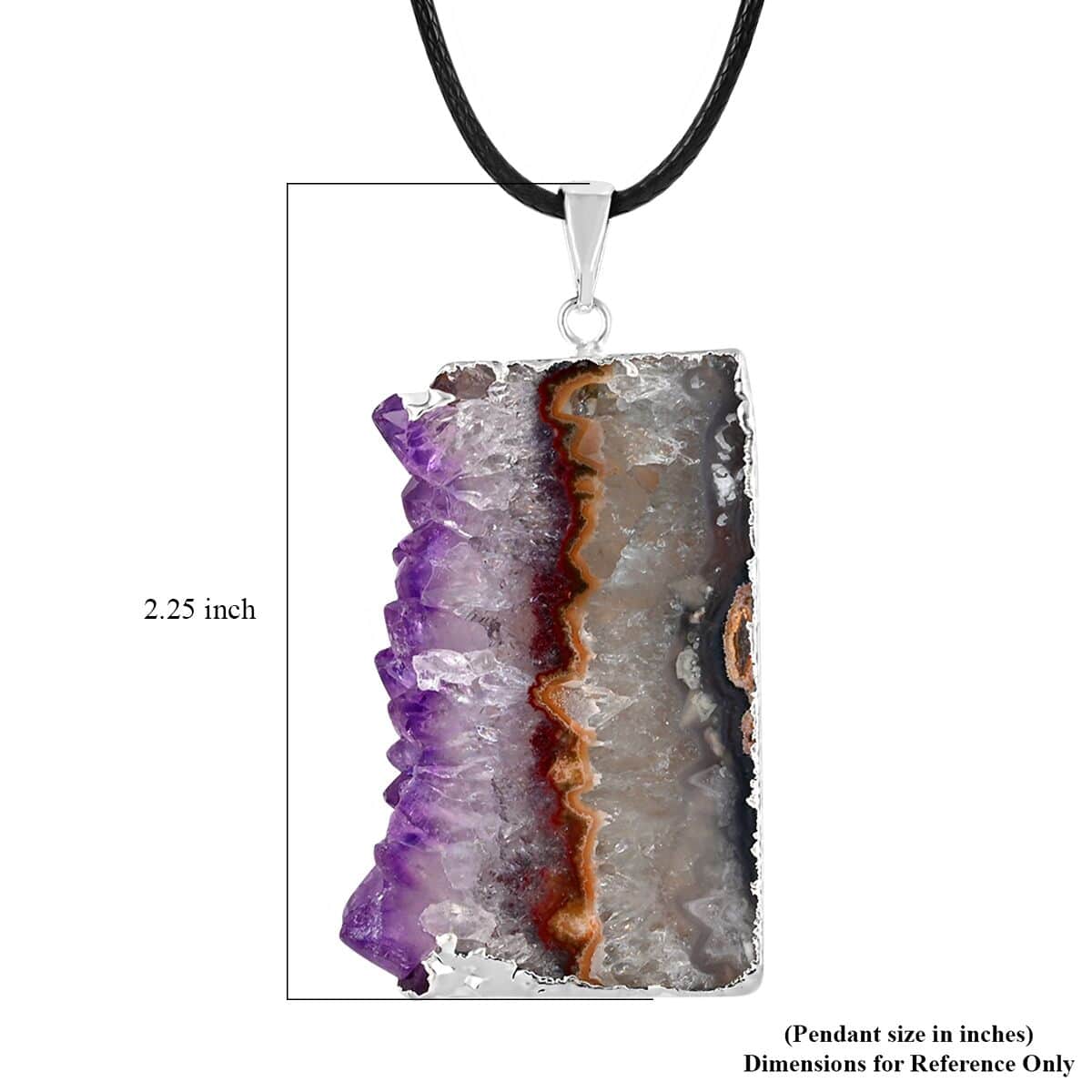 Amethyst Pendant Necklace 20 Inches in Silvertone 45.00 ctw image number 5
