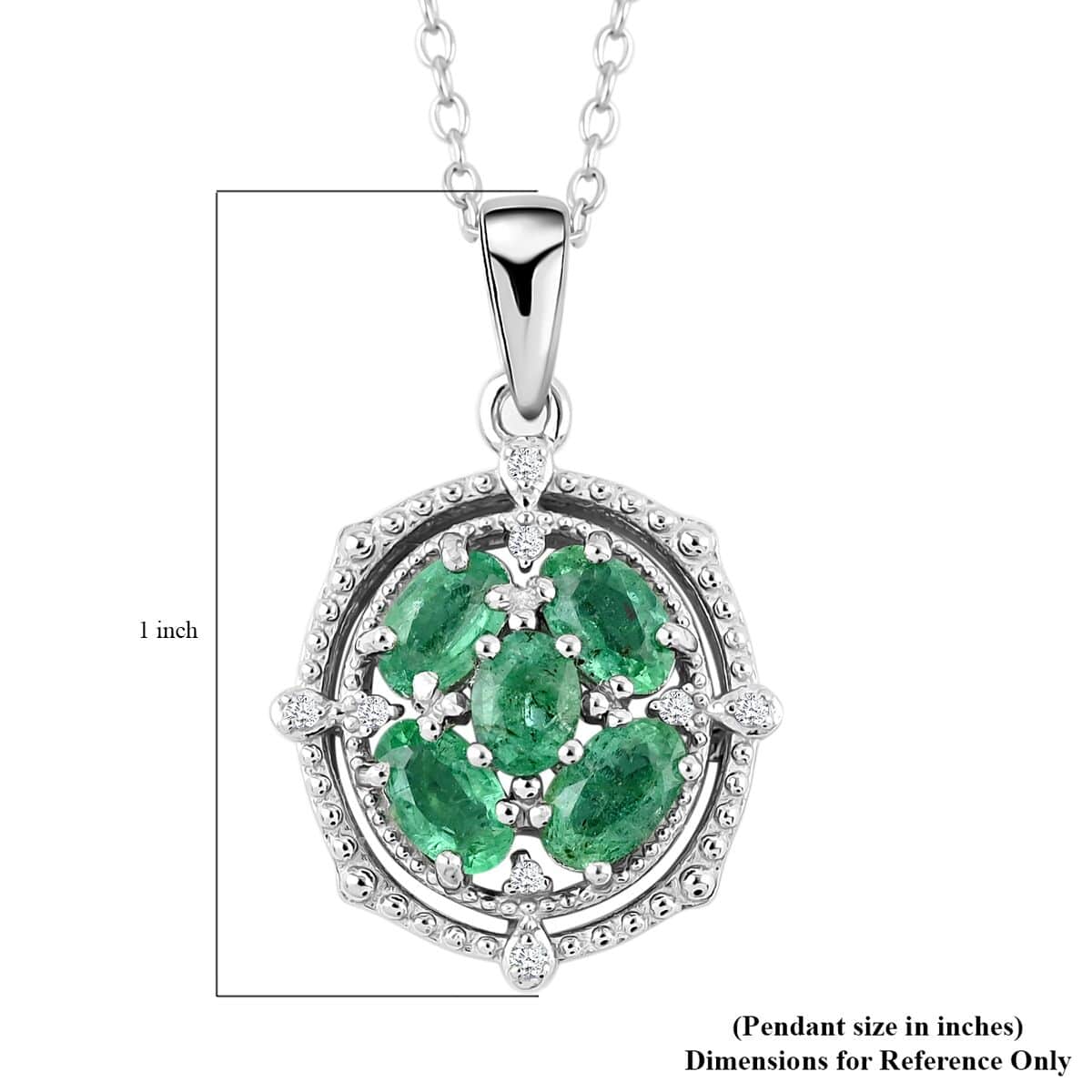 Buy AAA Kagem Emerald and White Zircon Pendant Necklace 18 Inches in ...