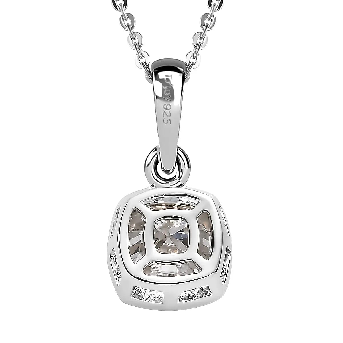 Moissanite Solitaire Pendant Necklace (20 Inches) in Platinum Over Sterling Silver