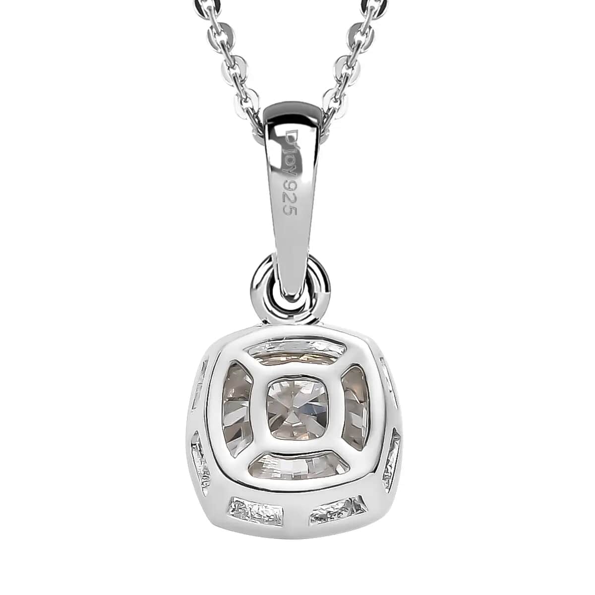 Moissanite Solitaire Pendant Necklace (20 Inches) in Platinum Over Sterling Silver image number 4