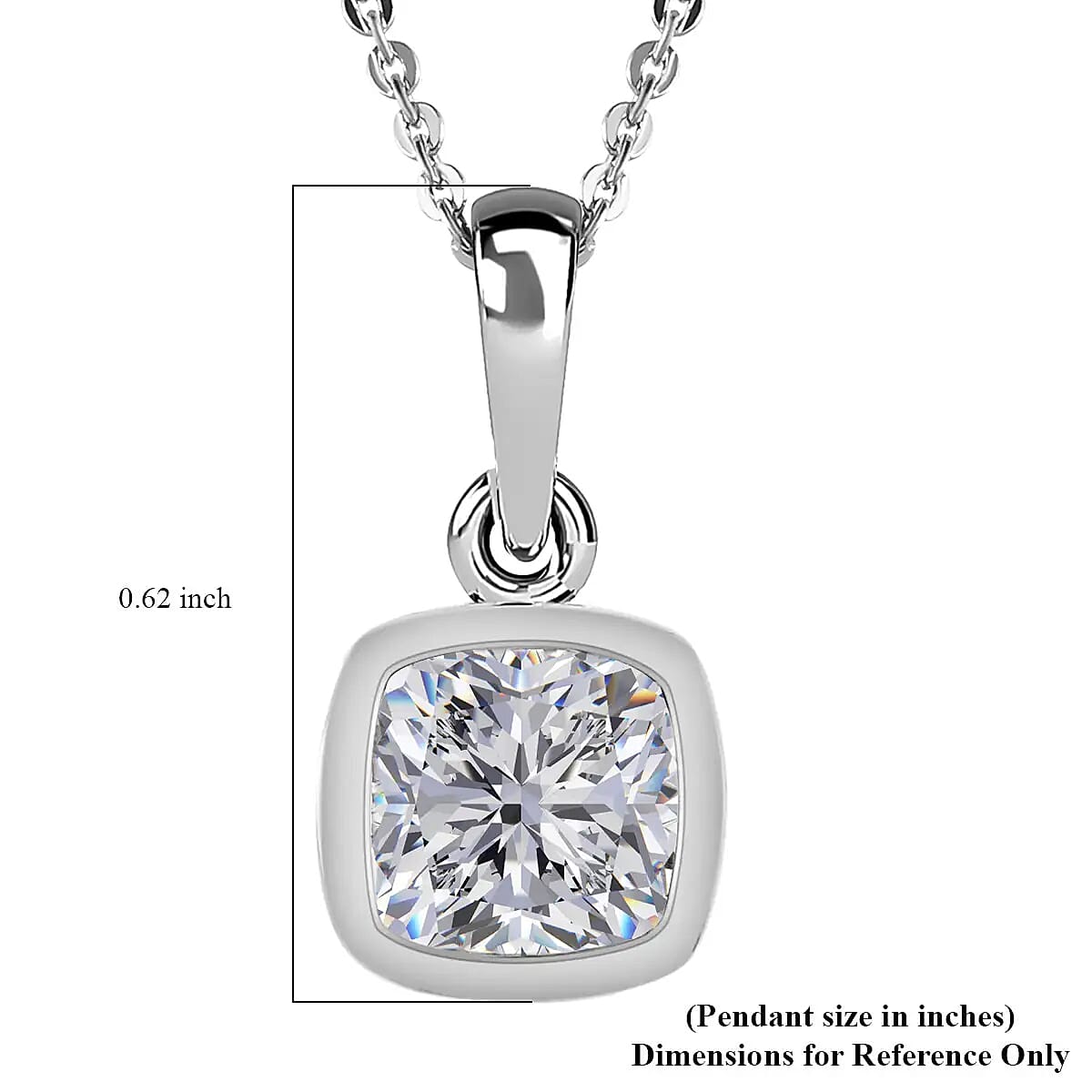 Moissanite Solitaire Pendant Necklace (20 Inches) in Platinum Over Sterling Silver