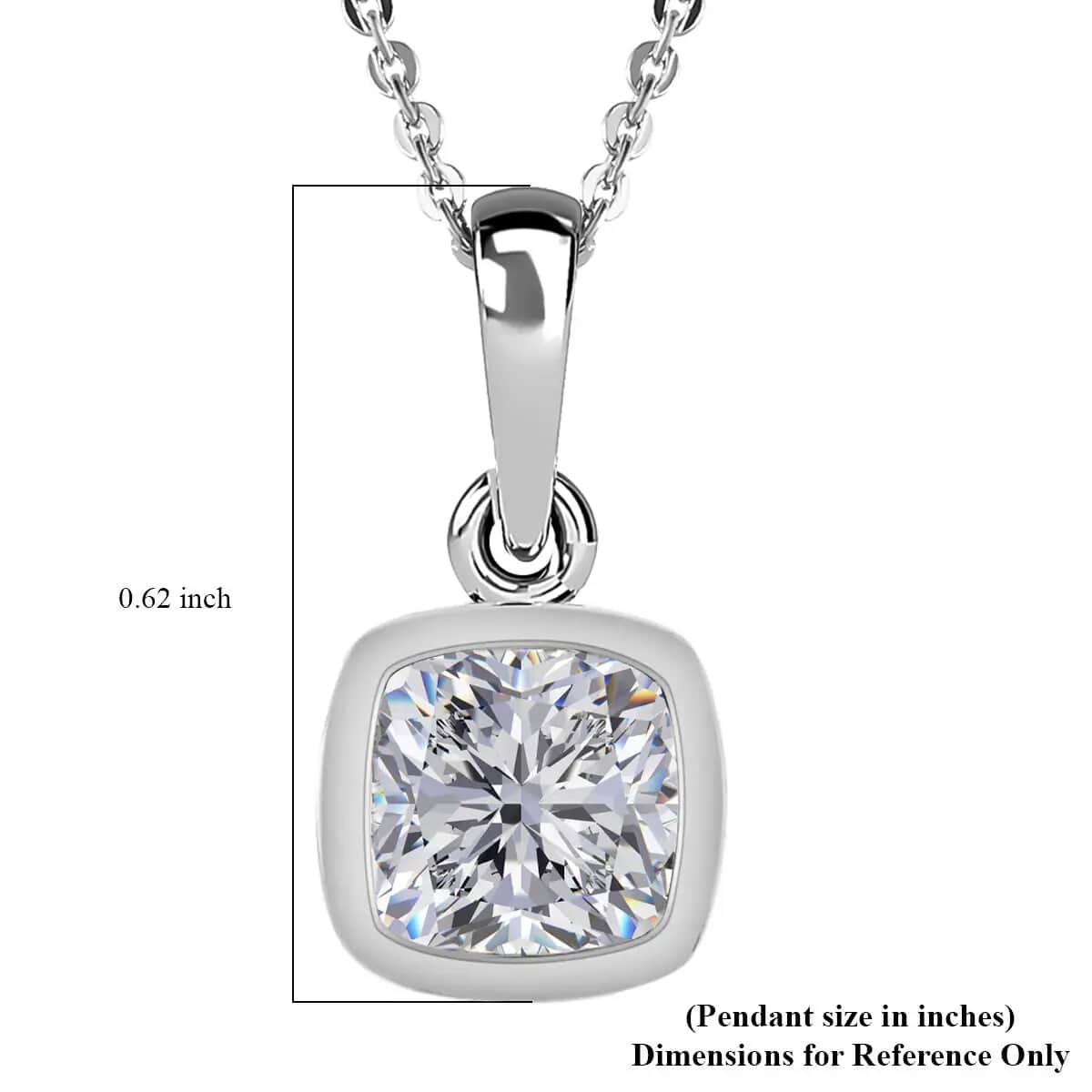 Moissanite Solitaire Pendant Necklace (20 Inches) in Platinum Over Sterling Silver image number 6