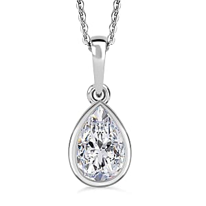 Moissanite Solitaire Pendant Necklace (20 Inches) in Platinum Over Sterling Silver