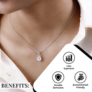 Moissanite 1.25 ctw Solitaire Pendant Necklace in Platinum Over Sterling Silver 20 Inches 