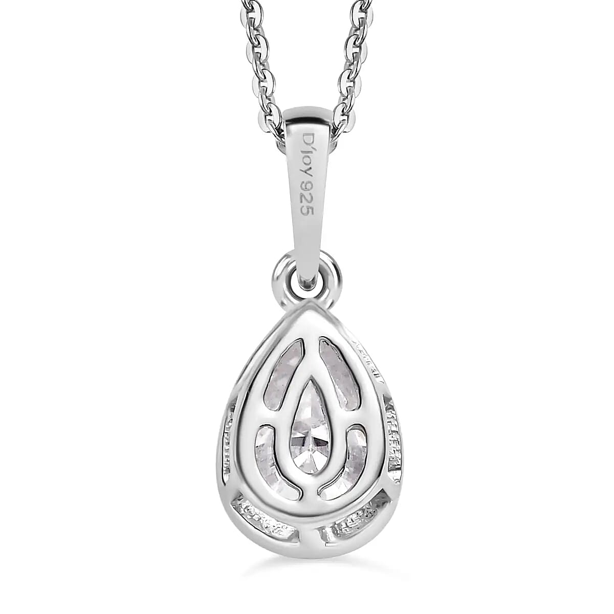 Moissanite Solitaire Pendant Necklace (20 Inches) in Platinum Over Sterling Silver image number 4