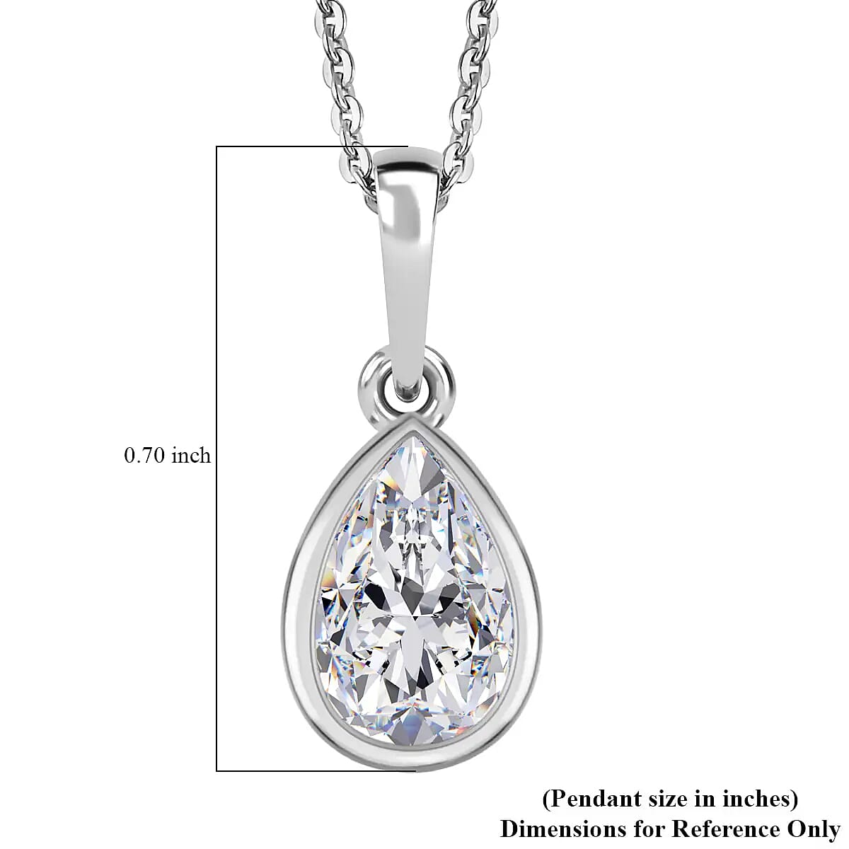 Moissanite Solitaire Pendant Necklace (20 Inches) in Platinum Over Sterling Silver image number 6