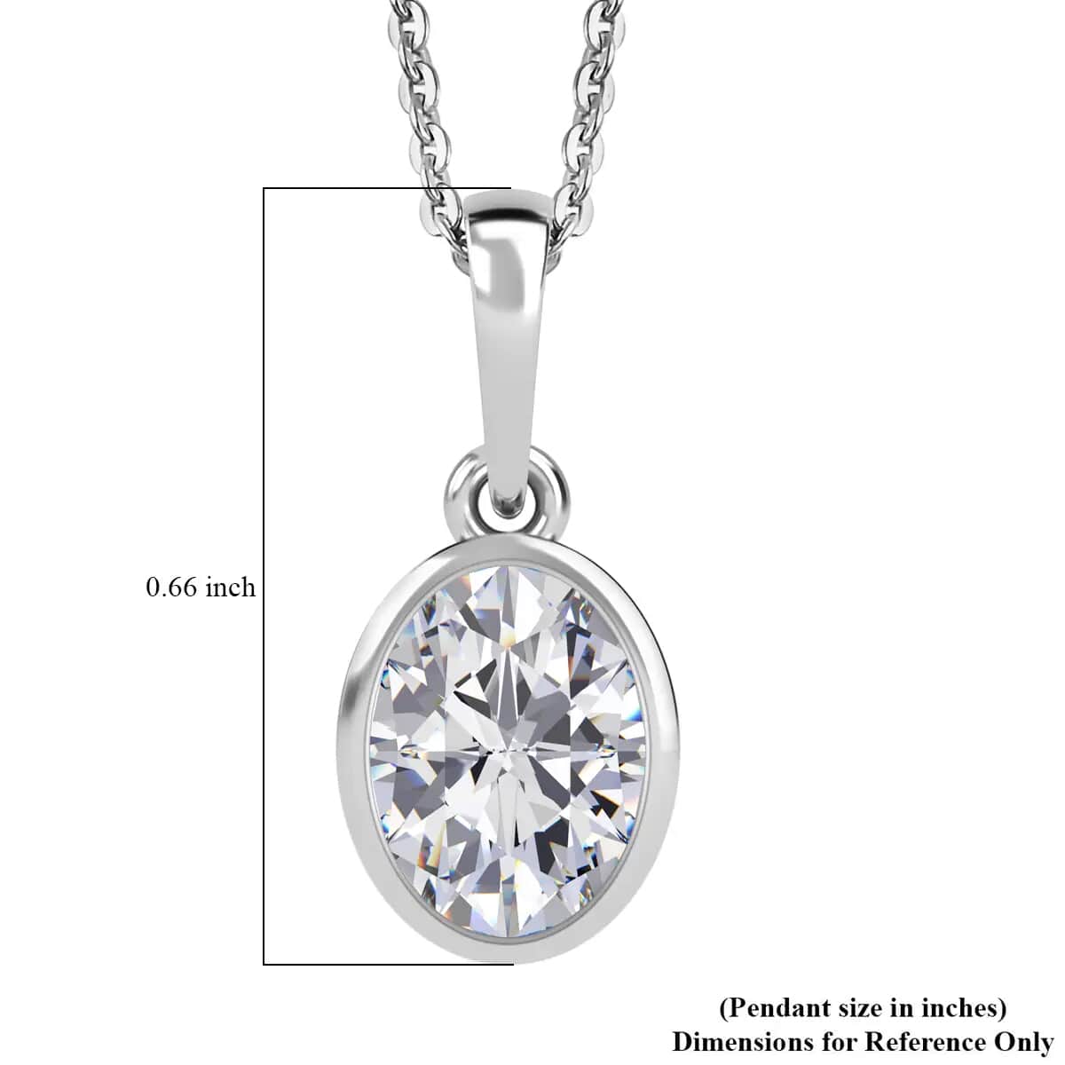 Moissanite Solitaire Pendant Necklace, 20 Inch Platinum Over Sterling Silver Necklace, Moissanite Jewelry For Her, Gifts For Her 1.35 ctw image number 6