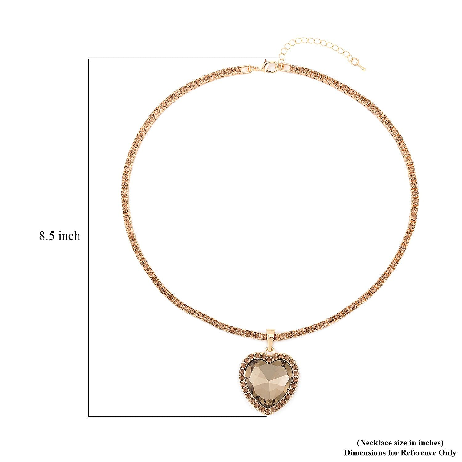 Blue Glass and Blue Austrian Crystal Heart Pendant with Tennis Chain Necklace 20-22 Inches in Silvertone