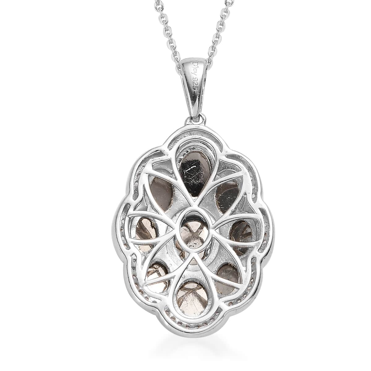 Aurora Moonstone (D) and White Zircon Pendant Necklace 20 Inches in Platinum Over Sterling Silver 6.75 ctw image number 4