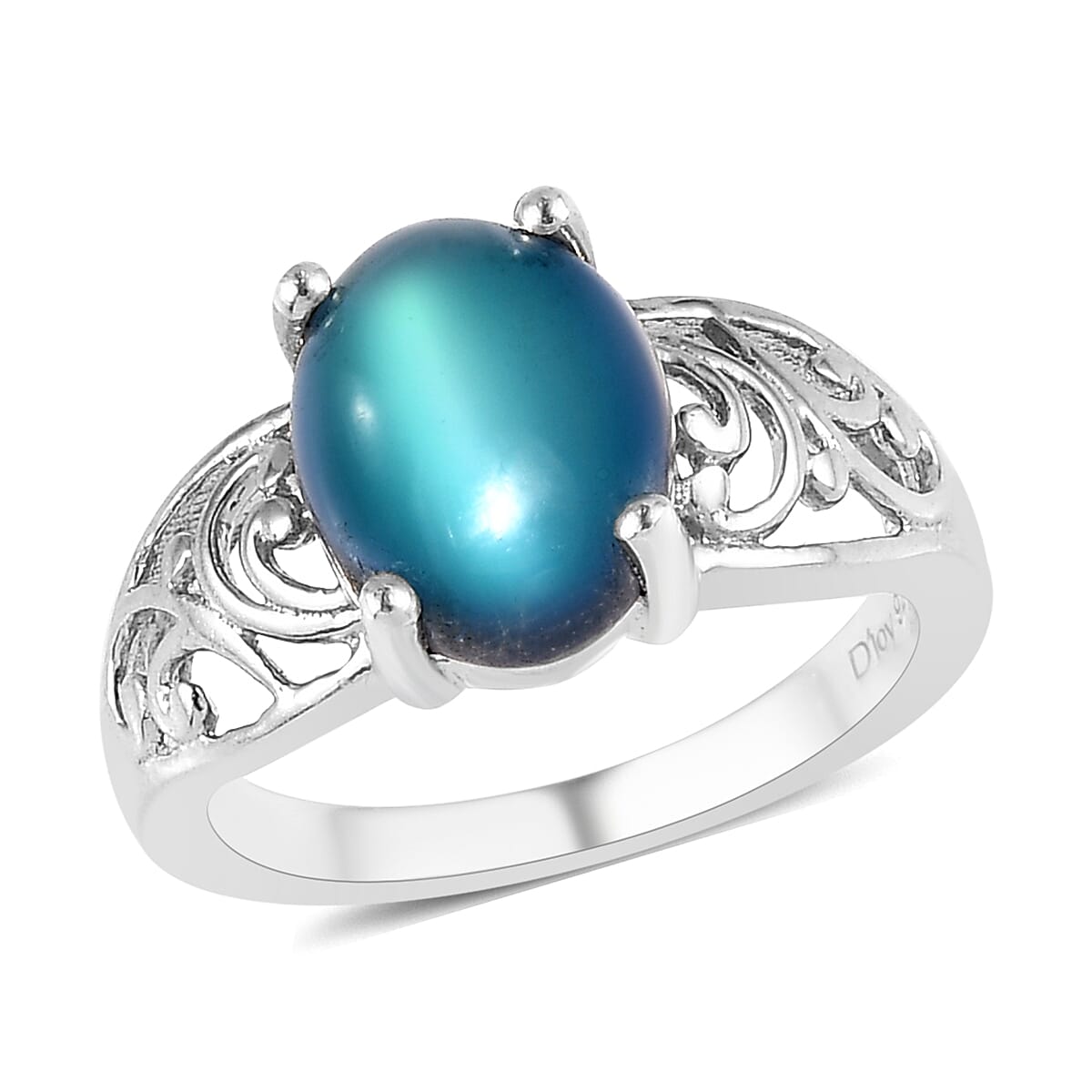 Aurora Moonstone (D) Solitaire Ring (Size 7.0) and Pendant Necklace 20 Inches in Platinum Over Sterling Silver 5.65 ctw image number 3