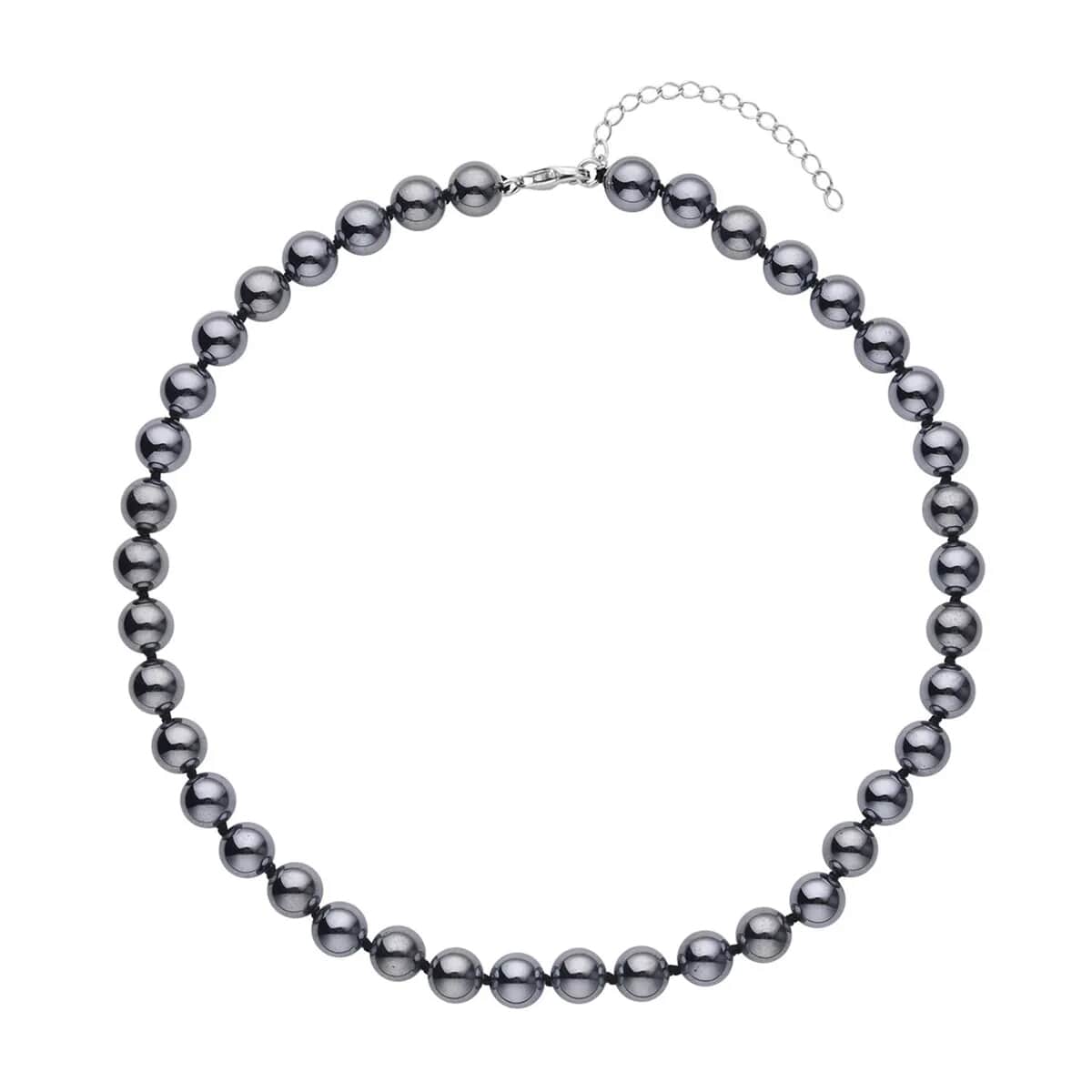 Terahertz Round Beaded Stretch Bracelet and Necklace 18-20 Inches in Rhodium Over Sterling Silver 370.00 ctw image number 4