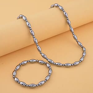 Terahertz Beads 189.00 ctw Jewelry Set, Bracelet And Necklace Set, Sterling Silver Set, Beaded Bracelet, Beaded Necklace, Terahertz Jewelry Set, Princess Length Necklace, Stretch Bracelet