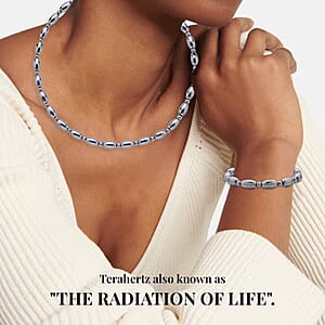 Terahertz Beads 189.00 ctw Jewelry Set, Bracelet And Necklace Set, Sterling Silver Set, Beaded Bracelet, Beaded Necklace, Terahertz Jewelry Set, Princess Length Necklace, Stretch Bracelet