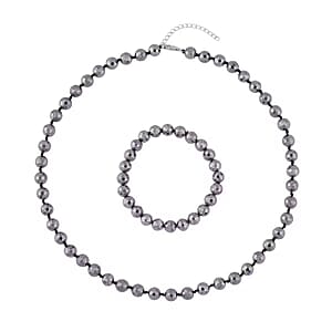Terahertz Beads 220.00 ctw Jewelry Set, Bracelet And Necklace Set, Sterling Silver Set, Faceted Bead Bracelet, Faceted Bead Necklace, Terahertz Jewelry Set, Princess Length Necklace, Stretch Bracelet