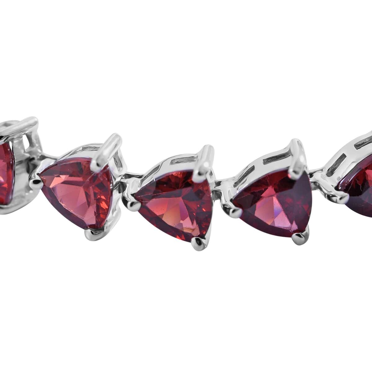 Mozambique Garnet Trillion Tennis Bracelet (6.25In) and Stud Earrings in Platinum Over Sterling Silver 8.70 Grams 23.50 ctw image number 1