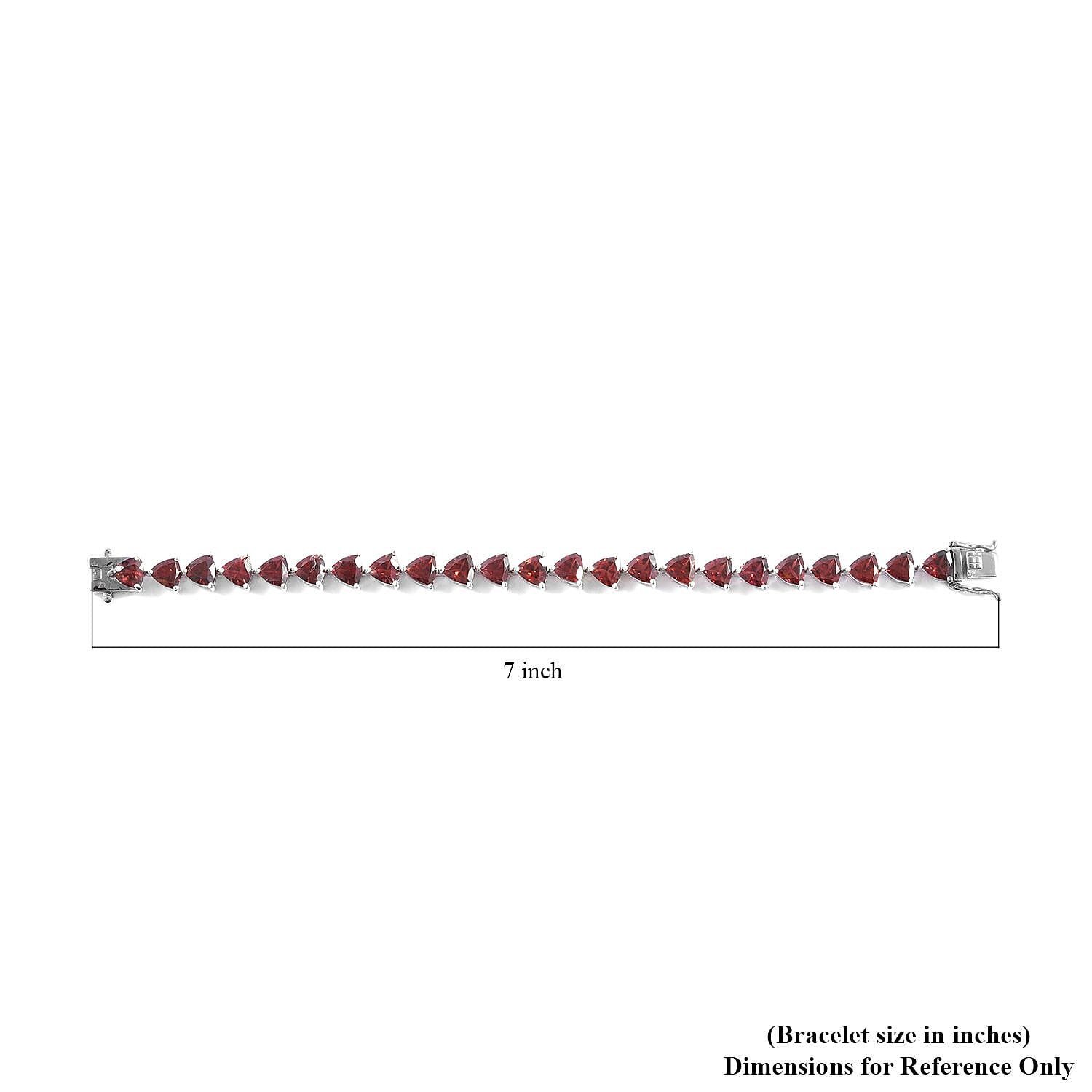 Mozambique Garnet Trillion Tennis Bracelet (6.25In) and Stud Earrings in Platinum Over Sterling Silver 23.50 ctw