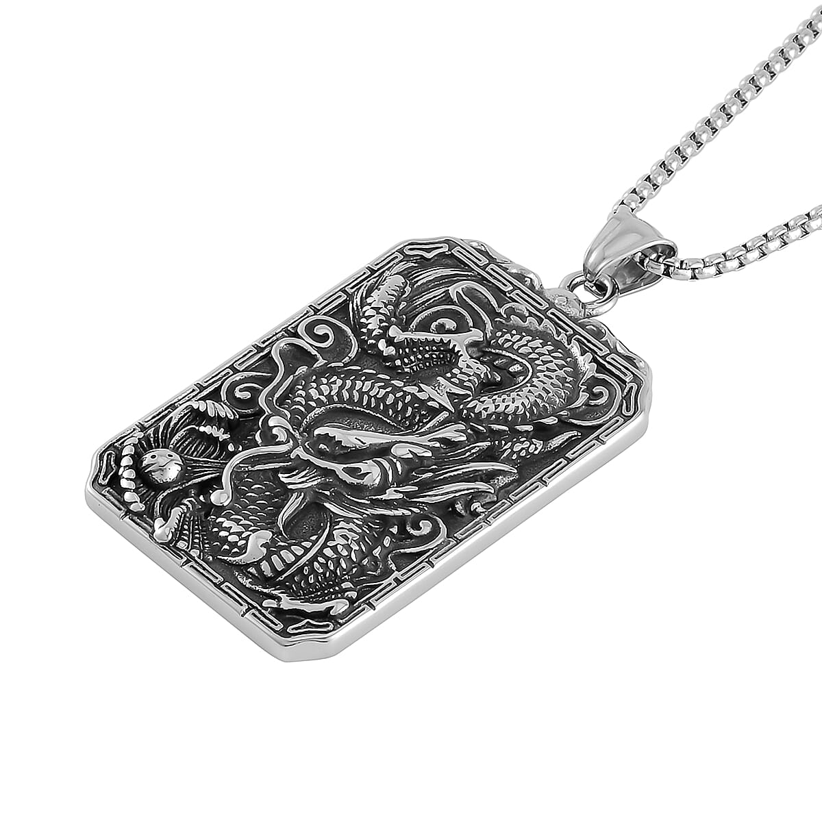 Dragon Pendant Necklace 24 Inches in Stainless Steel image number 2