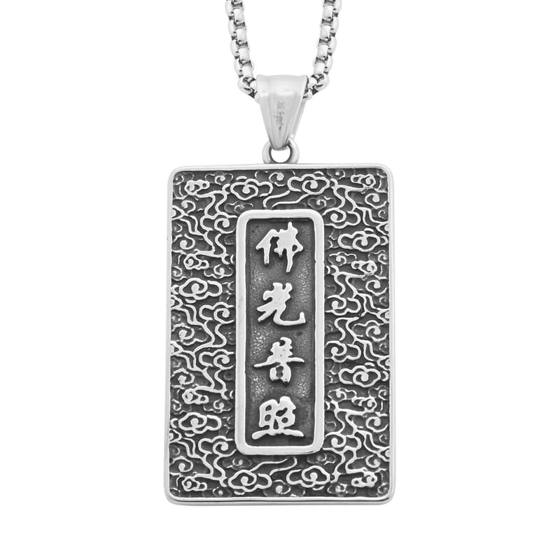 Gautam Buddha Pendant Necklace 24 Inches in Stainless Steel
