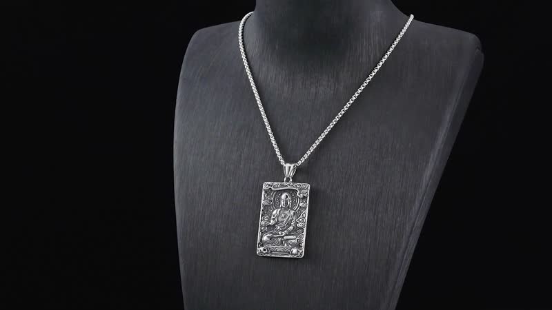 Elephant Head Pendant Necklace (24 Inches) in Stainless Steel