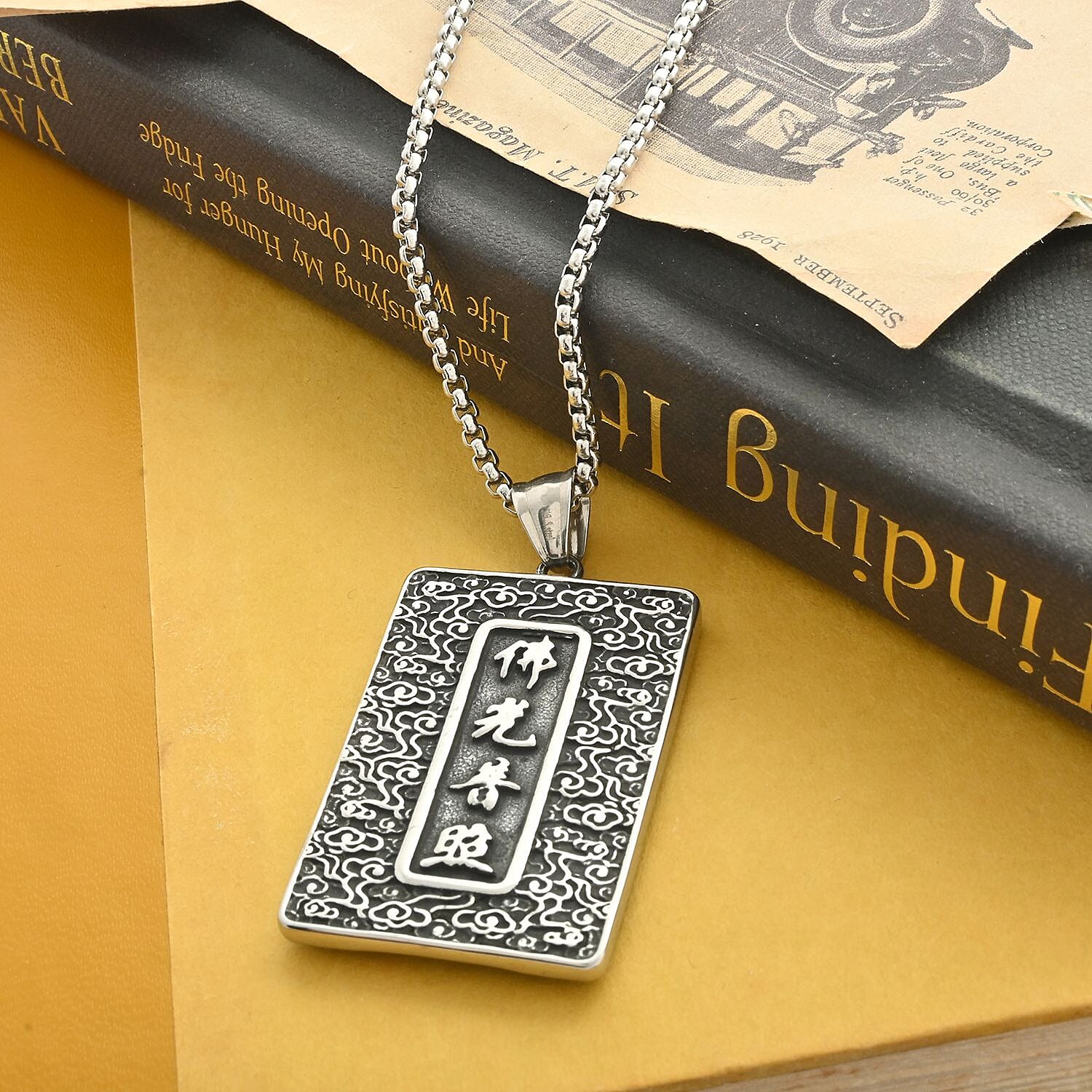Gautam Buddha Pendant Necklace 24 Inches in Stainless Steel