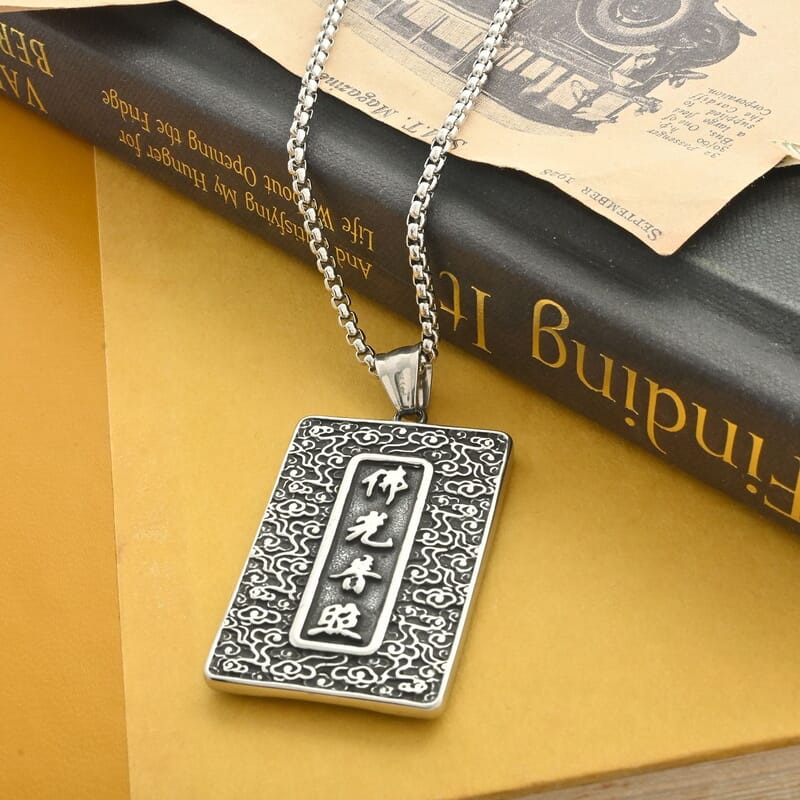 Gautam Buddha Pendant Necklace 24 Inches in Stainless Steel