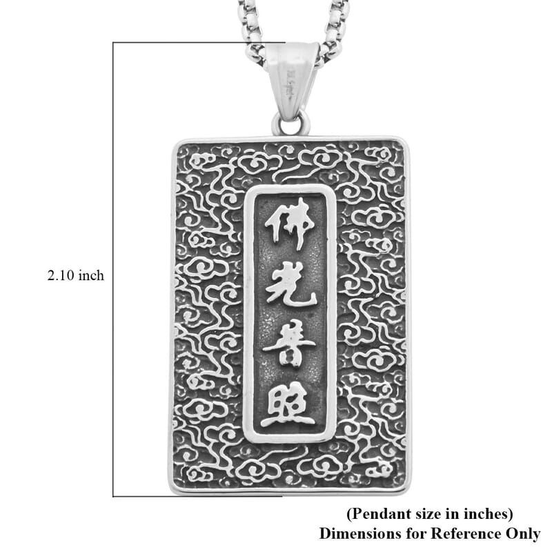 Gautam Buddha Pendant Necklace 24 Inches in Stainless Steel
