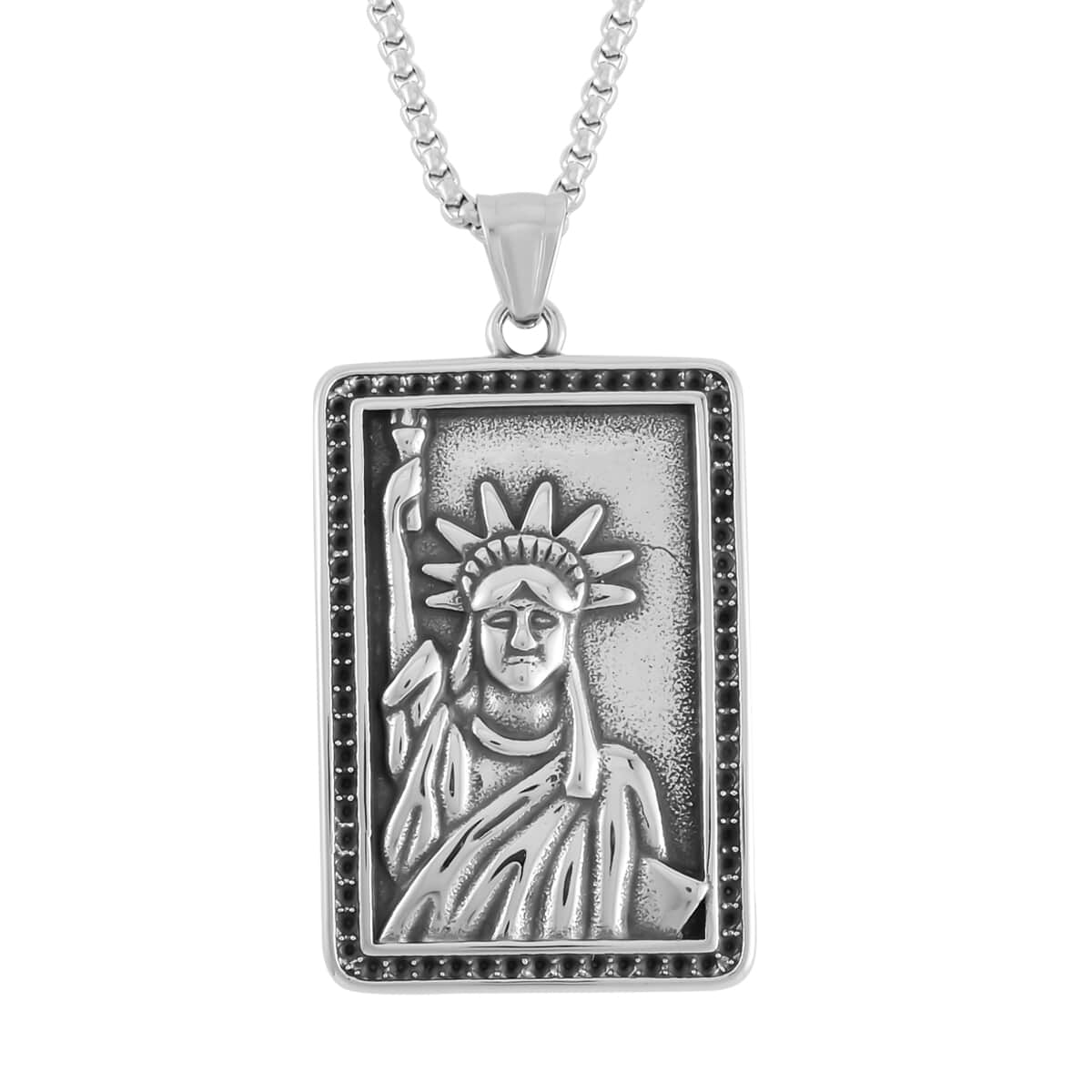 Statue of Liberty Pendant Necklace 24 Inches in Stainless Steel image number 0