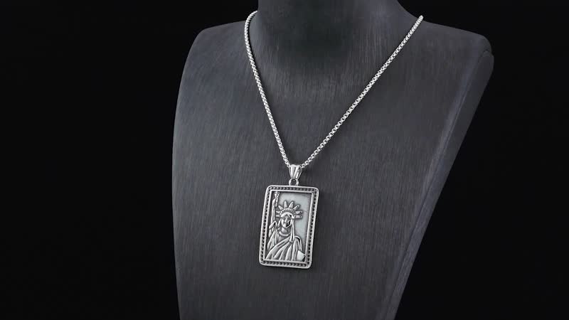Elephant Head Pendant Necklace (24 Inches) in Stainless Steel