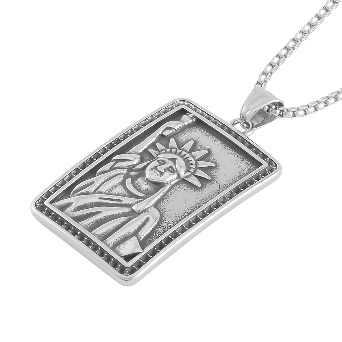Statue of Liberty Pendant Necklace 24 Inches in Stainless Steel