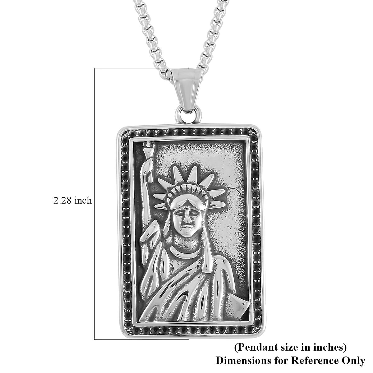 Statue of Liberty Pendant Necklace 24 Inches in Stainless Steel