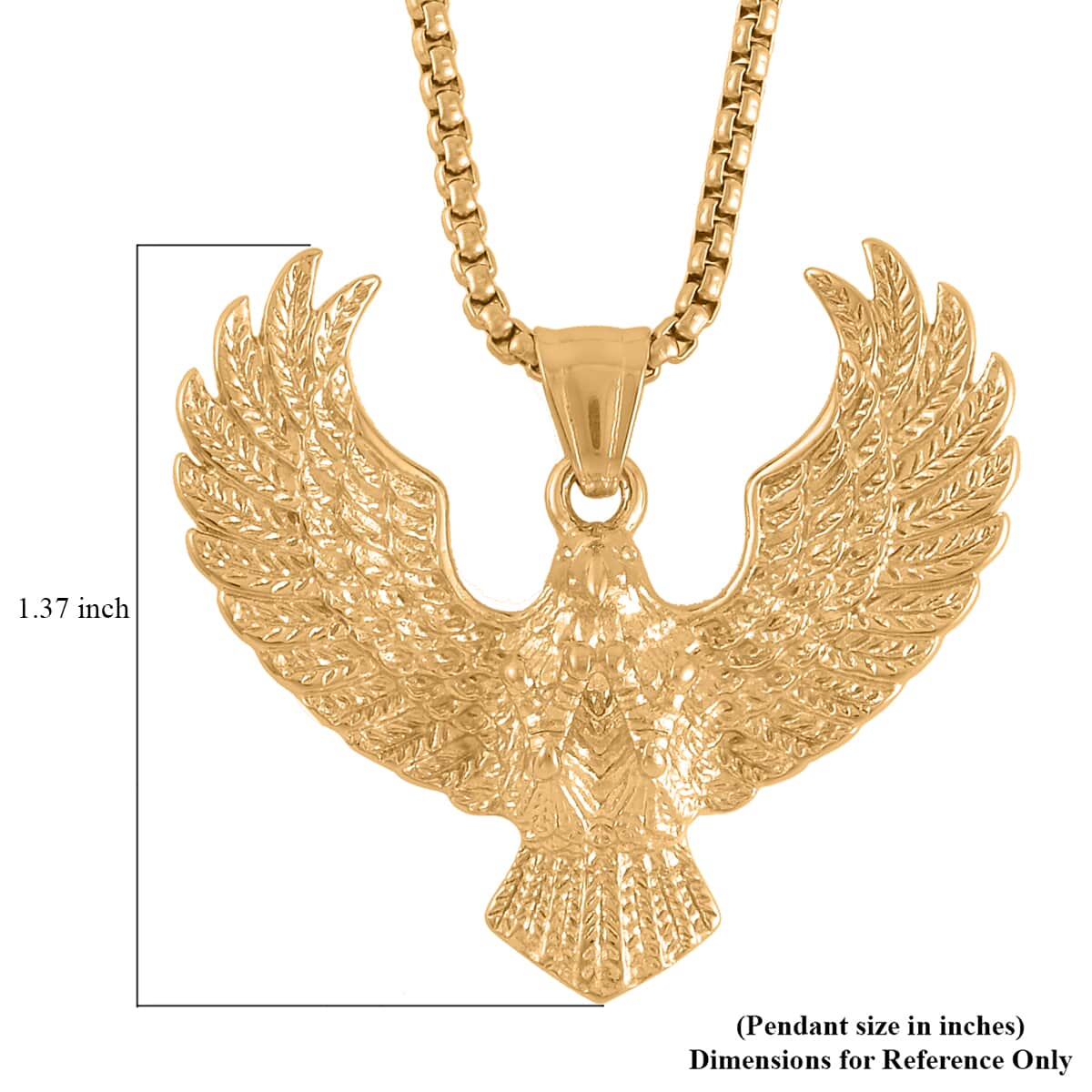 Eagle Pendant Necklace 24 Inches in ION Plated YG Stainless Steel image number 4