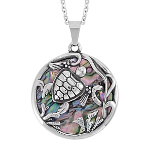 Abalone Shell Turtle Pendant Necklace (20 Inches) in Stainless Steel , Tarnish-Free, Waterproof, Sweat Proof Jewelry
