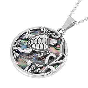 Abalone Shell Turtle Pendant Necklace (20 Inches) in Stainless Steel , Tarnish-Free, Waterproof, Sweat Proof Jewelry