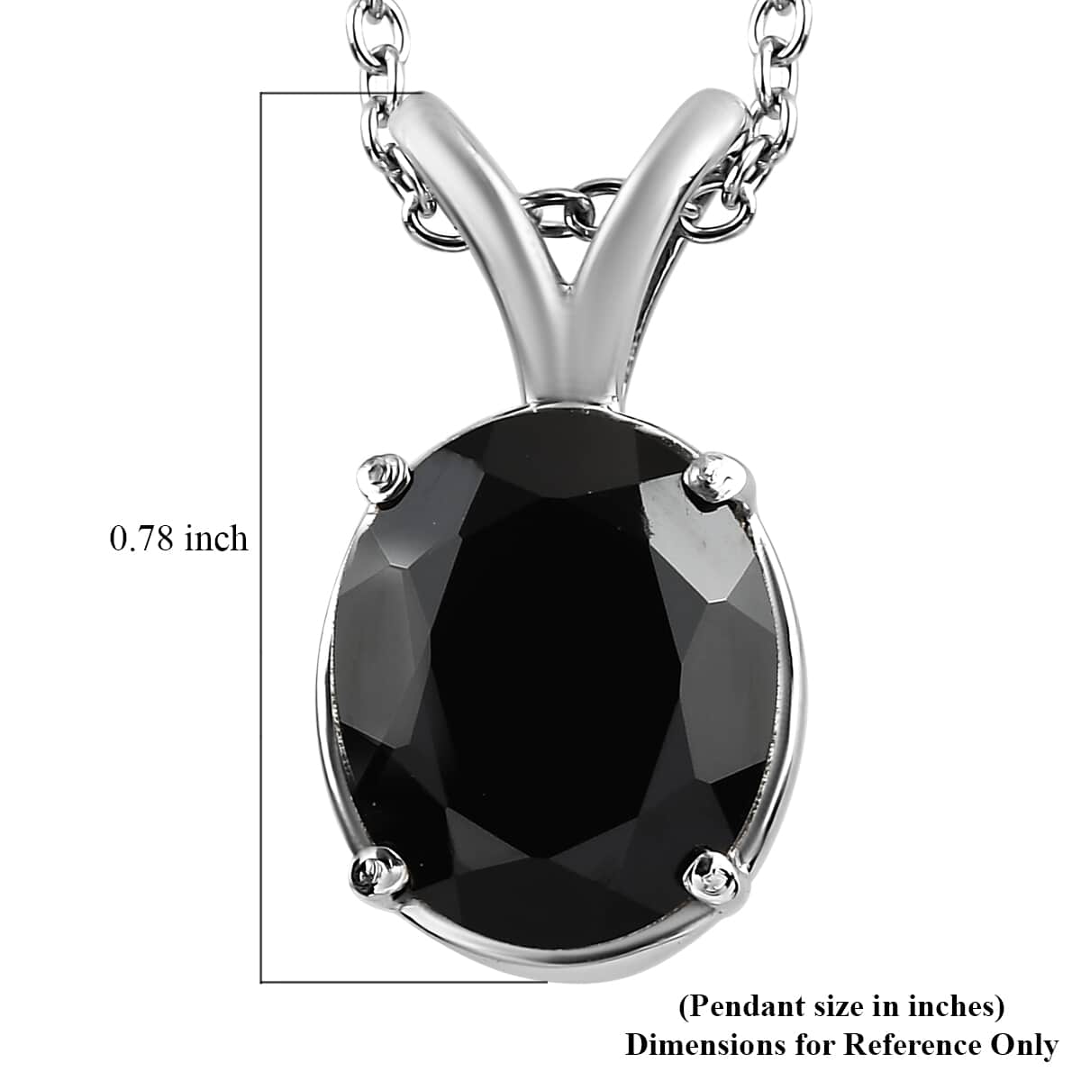 Thai Black Spinel 5.85 ctw Solitaire Pendant Necklace in Stainless Steel 20 Inches, Tarnish-Free, Waterproof, Sweat Proof Jewelry image number 5