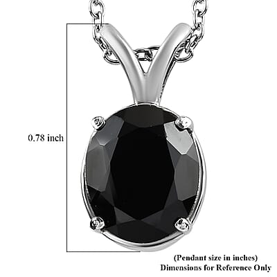 Thai Black Spinel 5.85 ctw Solitaire Pendant Necklace in Stainless Steel 20 Inches, Tarnish-Free, Waterproof, Sweat Proof Jewelry