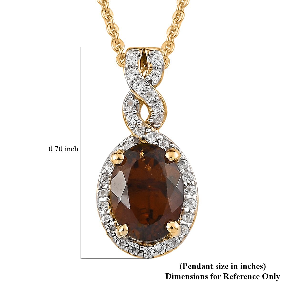 Tanzanian Golden Tourmaline and White Zircon Halo Pendant Necklace 20 Inches in Vermeil Yellow Gold Over Sterling Silver 1.40 ctw image number 6