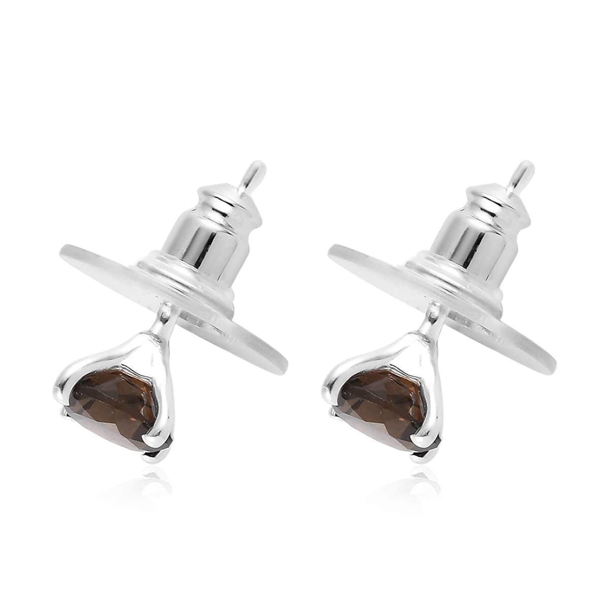 Brazilian Smoky Quartz Solitaire Stud Earrings and Pendant in Sterling Silver 3.15 ctw image number 4