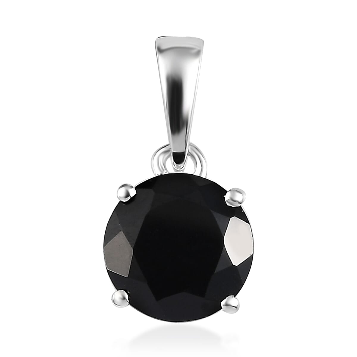Thai Black Spinel Solitaire Pendant and Stud Earrings in Sterling Silver 4.35 ctw image number 2