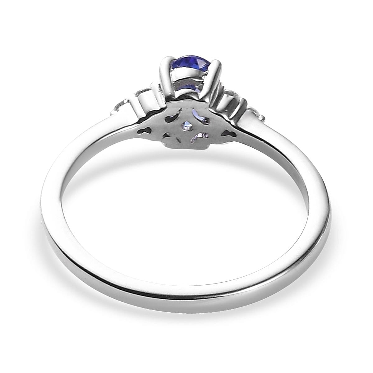 AAA Tanzanite and Moissanite Ring and Pendant Necklace 20 Inches in Platinum Over Sterling Silver (Delivery in 15-20 Business Days) 1.00 ctw image number 4