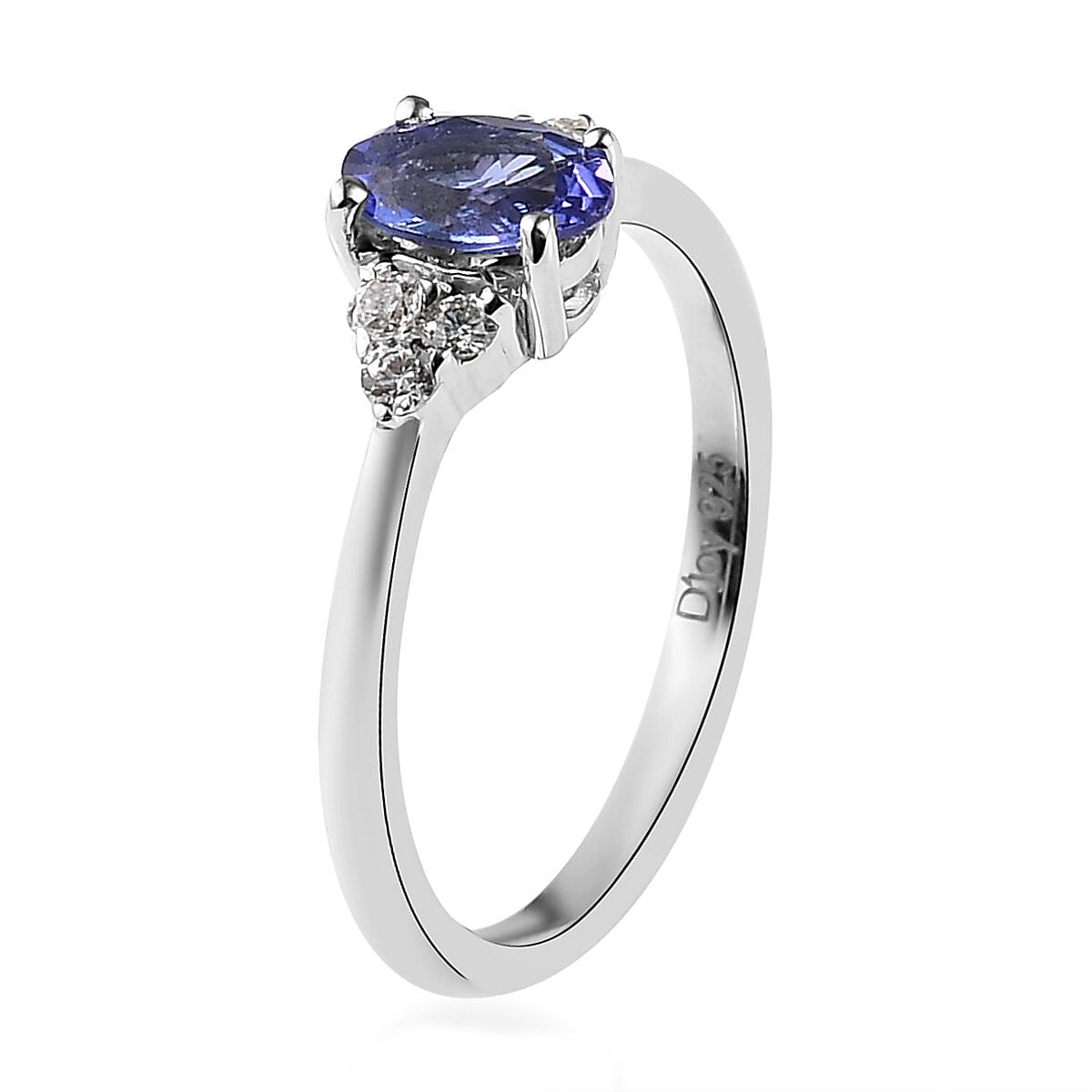 AAA Tanzanite and Moissanite Ring (Size 8.0) and Pendant Necklace 20 Inches in Platinum Over Sterling Silver 1.00 ctw image number 3