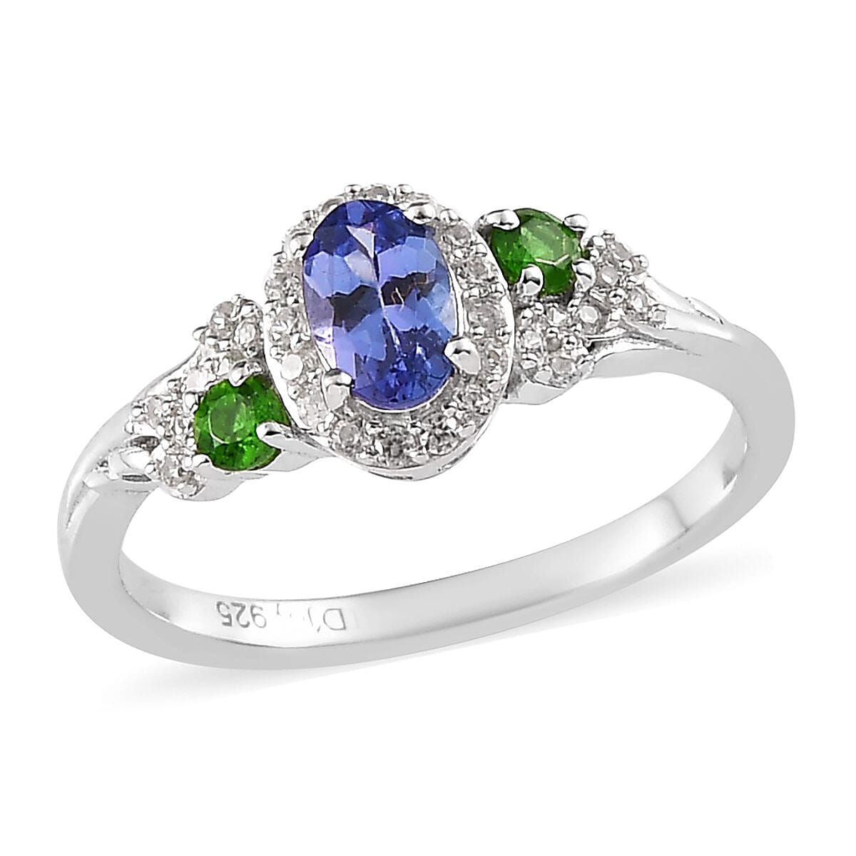 AAA Tanzanite and Multi Gemstone Halo Ring and Pendant Necklace 20 Inches in Platinum Over Sterling Silver 1.75 ctw image number 3