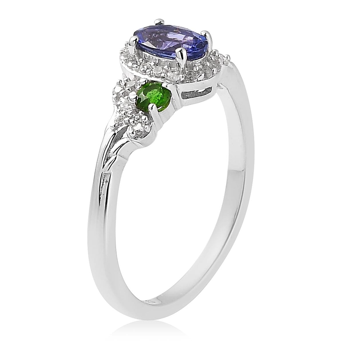 AAA Tanzanite and Multi Gemstone Halo Ring and Pendant Necklace 20 Inches in Platinum Over Sterling Silver 1.75 ctw image number 4