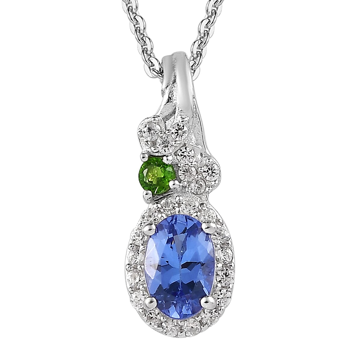 AAA Tanzanite and Multi Gemstone Halo Ring and Pendant Necklace 20 Inches in Platinum Over Sterling Silver 1.75 ctw image number 6