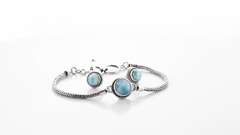 BALI LEGACY Larimar Bracelet (7.50In) and Earrings in Sterling Silver 10 Grams 7.00 ctw