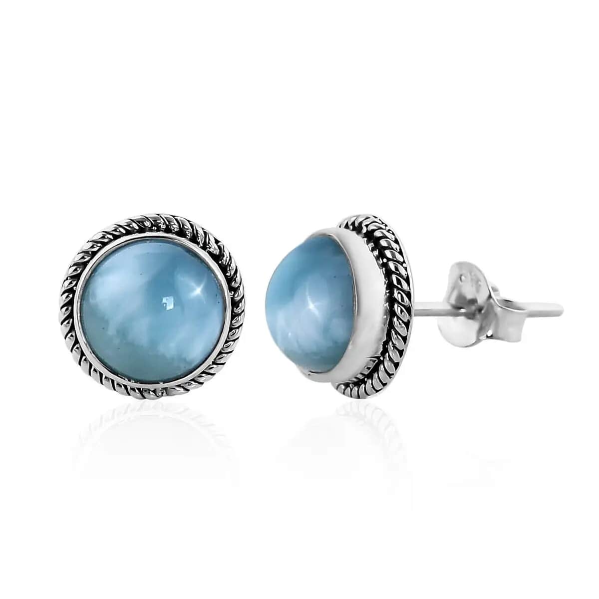 Mother’s Day Gift Bali Legacy Larimar Jewelry Set , Sterling Silver Bracelet , Sterling Silver Studs , Toggle Clasp Bracelet , Larimar Bracelet, Larimar Stud Earrings 8.15 ctw image number 5
