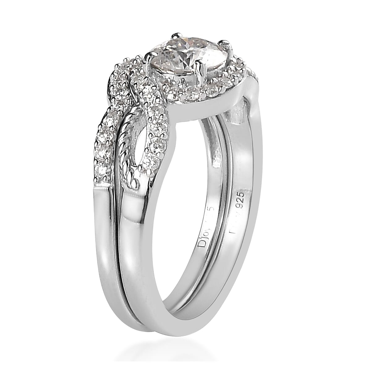 Moissanite Set of 2 Stackable Ring in Platinum Over Sterling Silver 1.15 ctw (Delivery in 5-7 Business Days) image number 4